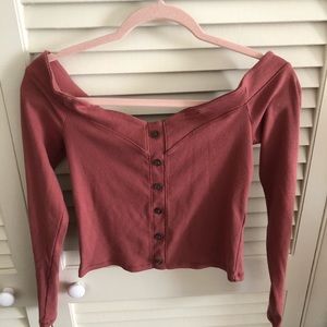 Off the shoulder cropped shirt